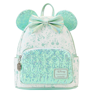 Minnie Mouse Disney 100 Platinum Silver Loungefly Mini Backpack