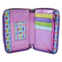 Load image into Gallery viewer, Lisa Frank Holographic Glitter Color Block Zip Around Wallet
