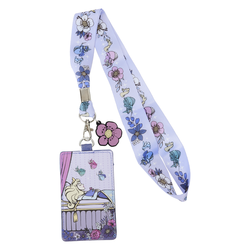 Sleeping Beauty 65th Anniversary Floral Scene Lanyard with Card Holder