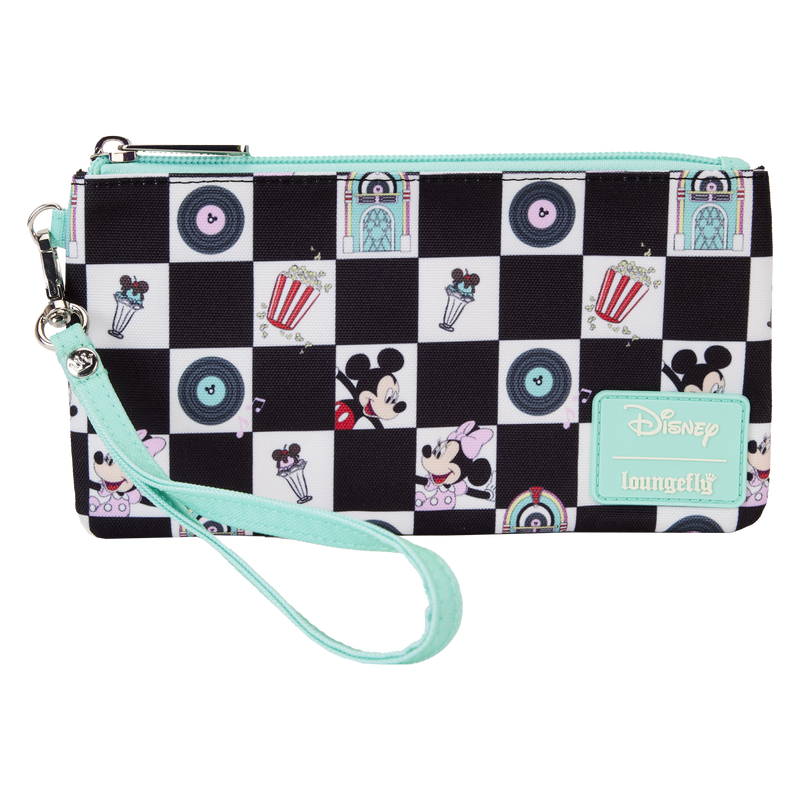 Mickey and Minnie Date Night Diner AOP Nylon Wristlet