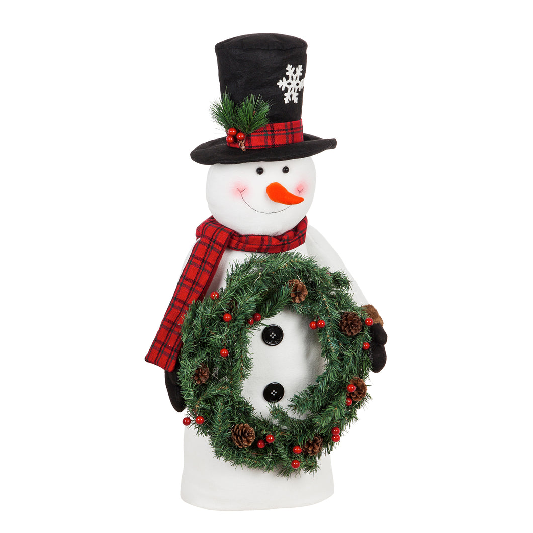 Tabletop Snowman with LED Wreath