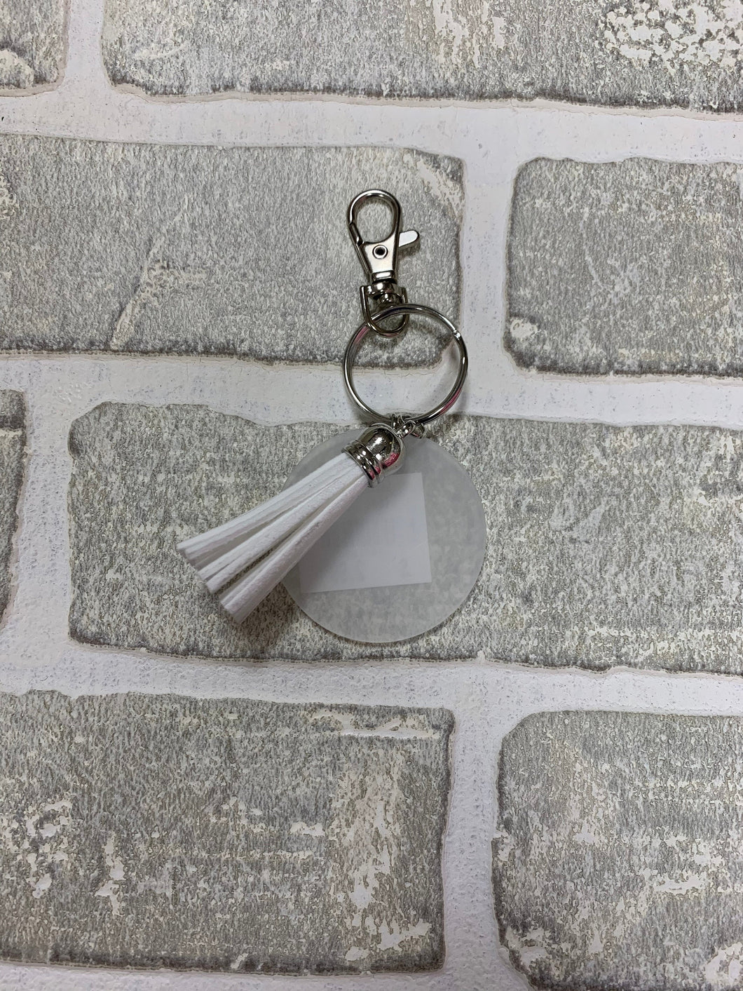 White tassel keychain blanks