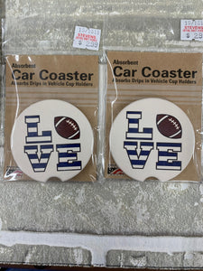 Love football car coasters