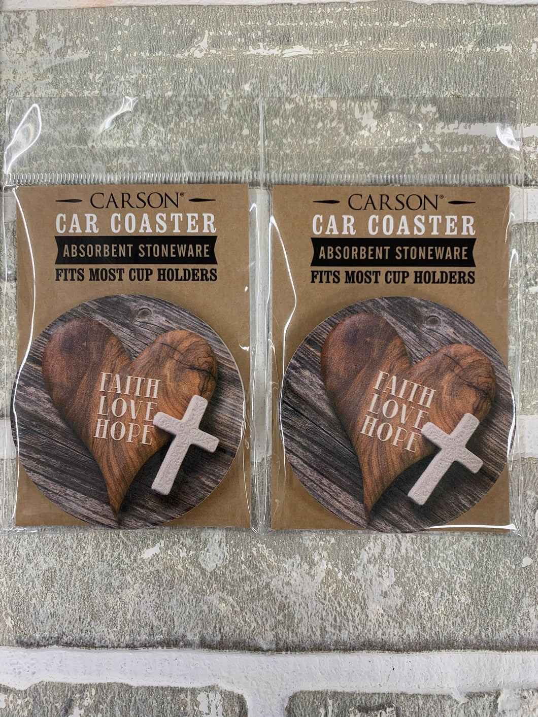 Faith love hope car coasters