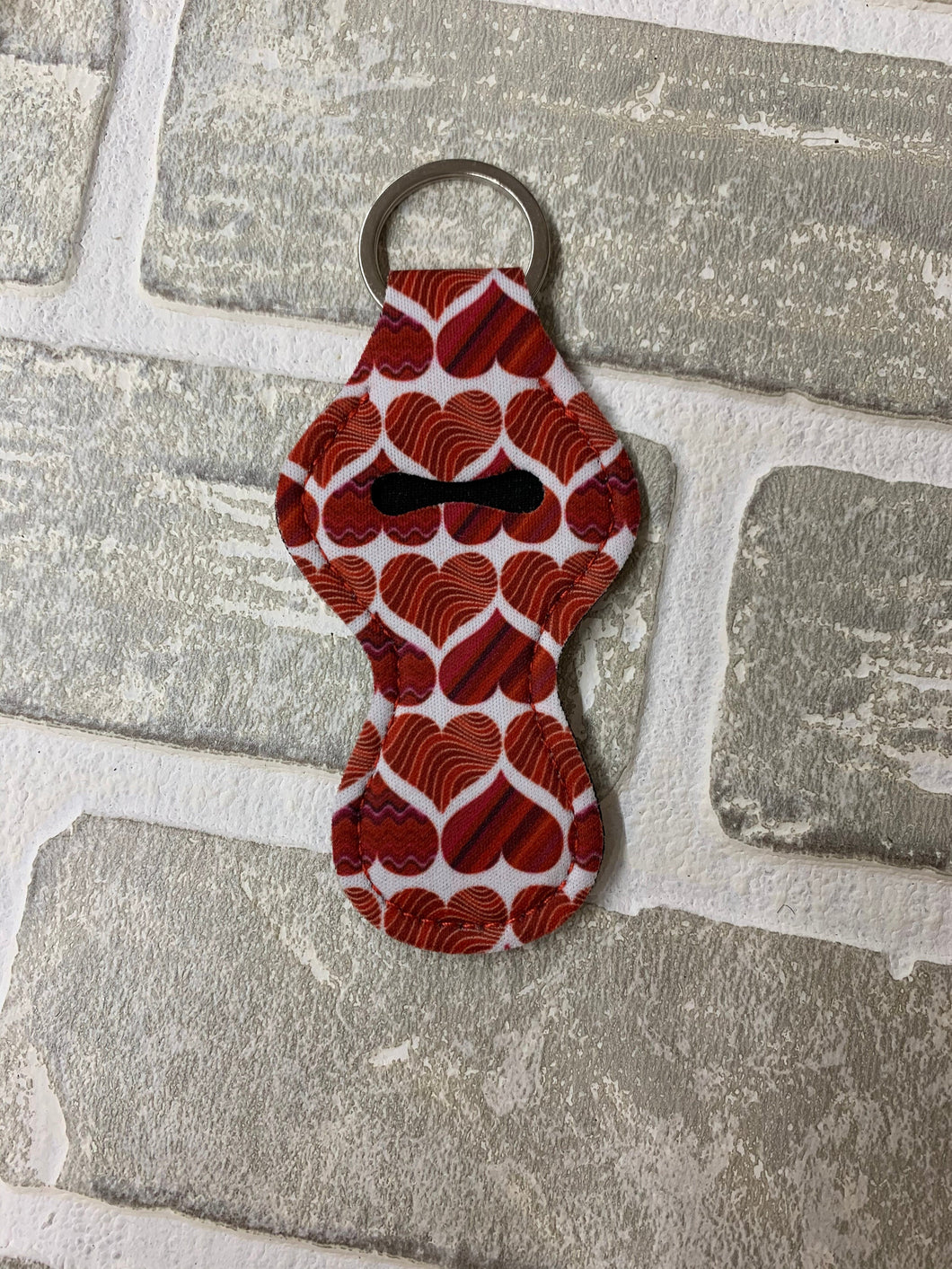 Red hearts chapstick holder keychain blanks