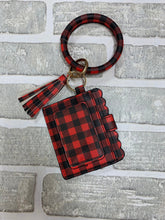 Load image into Gallery viewer, Red and black bangle with wallet keychain
