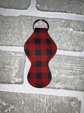 Load image into Gallery viewer, Red and black buffalo plaid chapstick holder keychain blanks
