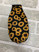 Load image into Gallery viewer, Black sunflower bottle koozie blanks
