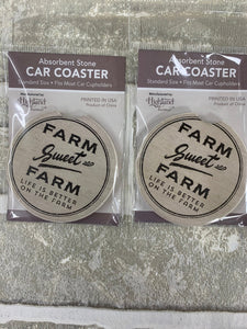 Farm sweet farm car coasters
