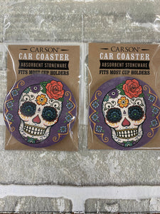 Sugar skull car coasters