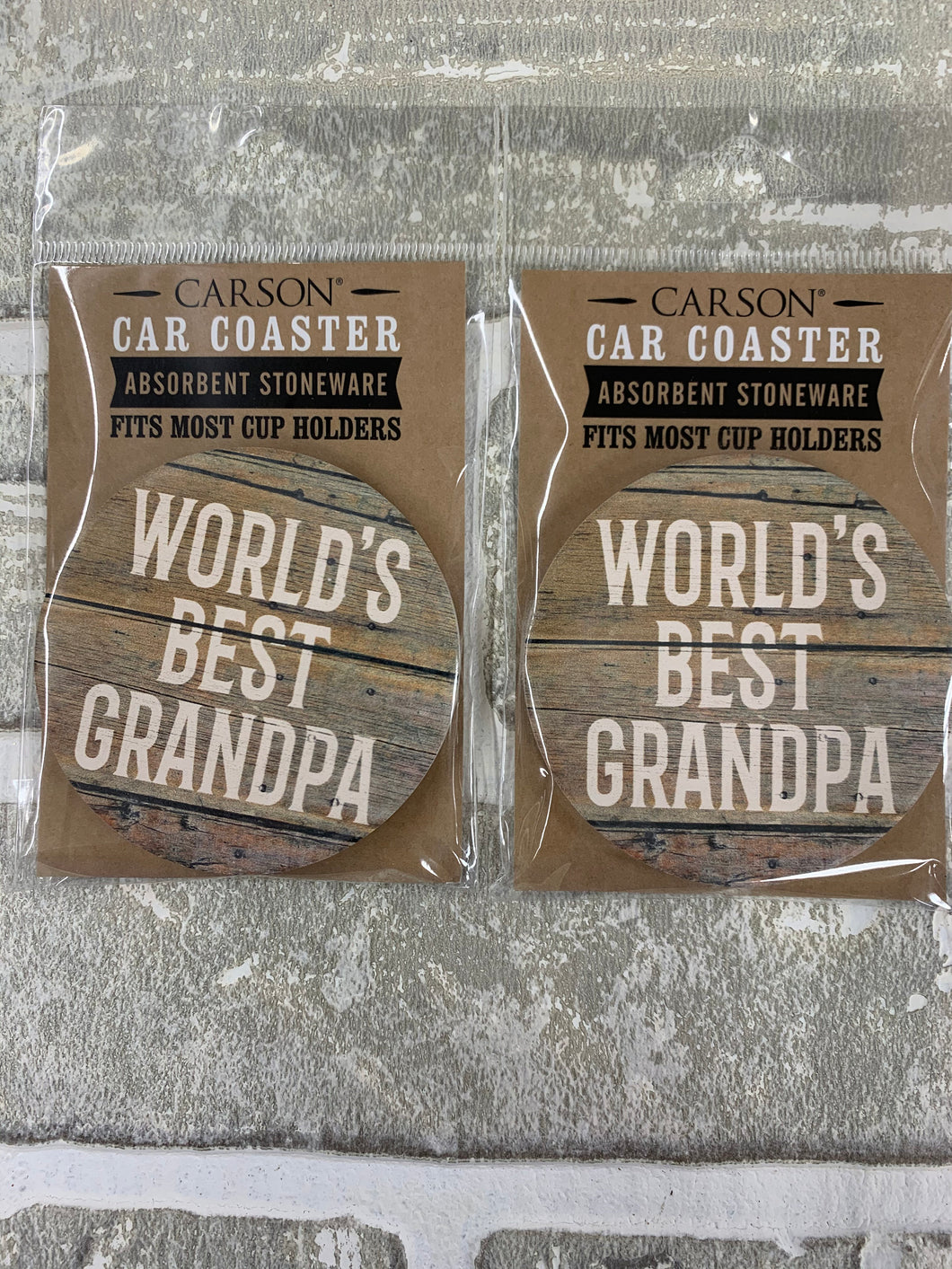 Worlds best grandpa car coasters