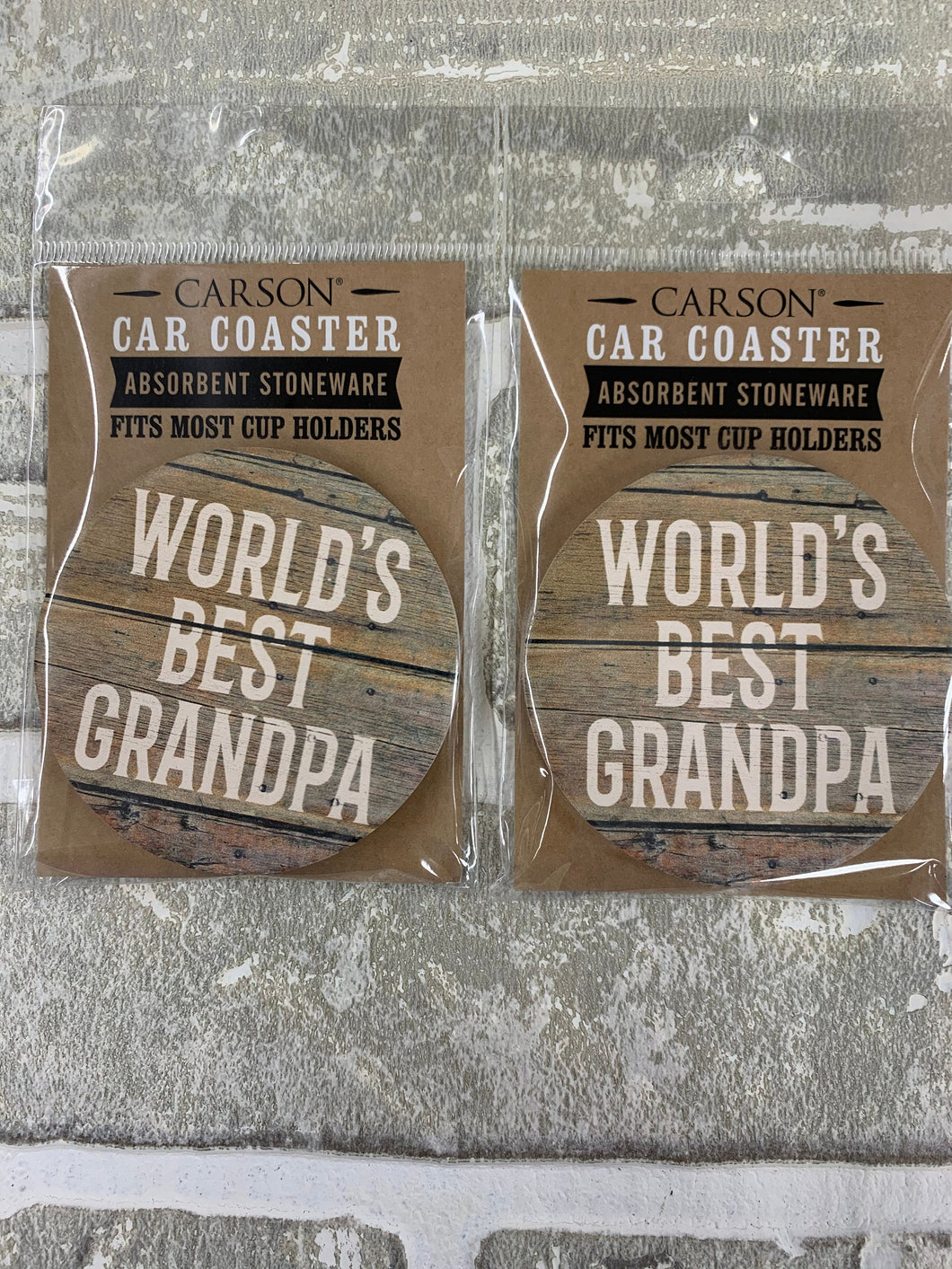 World’s best grandpa car coasters