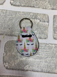 White unicorn Quarter holder keychain blanks