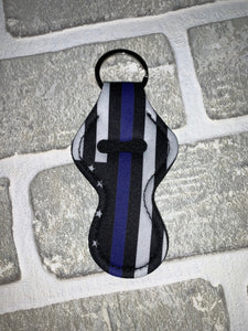 Blue line flag chapstick holder keychain blanks
