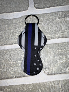 Blue line flag chapstick holder keychain blanks