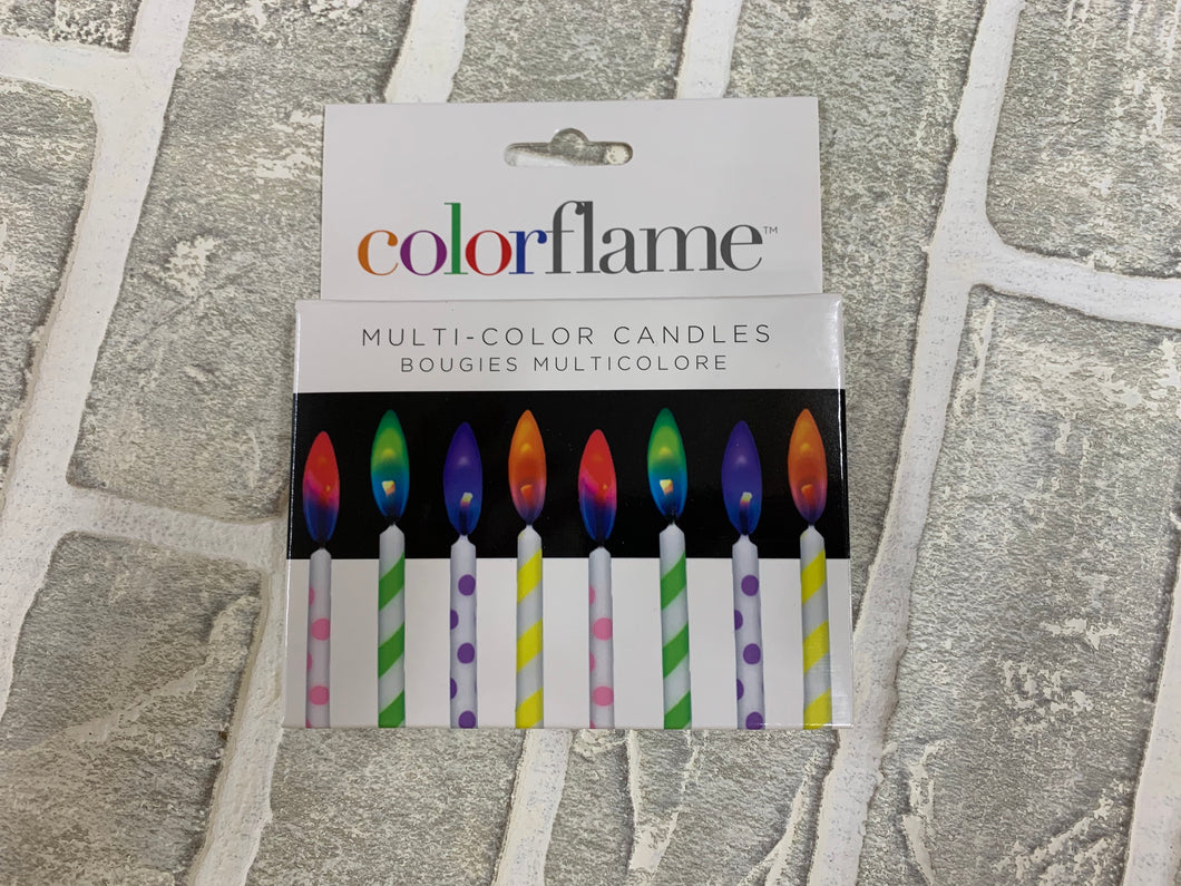 Multi color, color flame candles