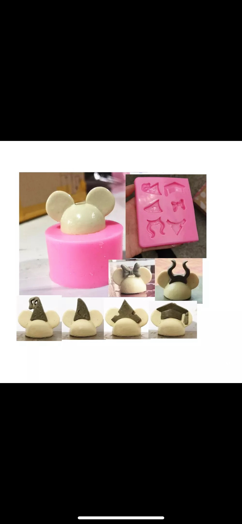 Mouse with hats silicone straw topper mold