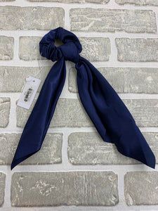 Navy scarf scrunchie