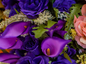 Purple Calla Lily & Rose Bush