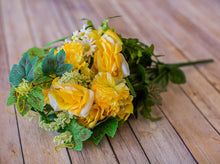 Load image into Gallery viewer, Yellow Carnation and Open Rose Bush
