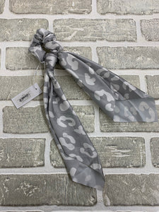Wildly wonderful gray scarf scrunchie