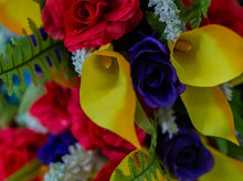 Load image into Gallery viewer, Red, Yellow &amp; Purple Calla Lily and Rose Bush
