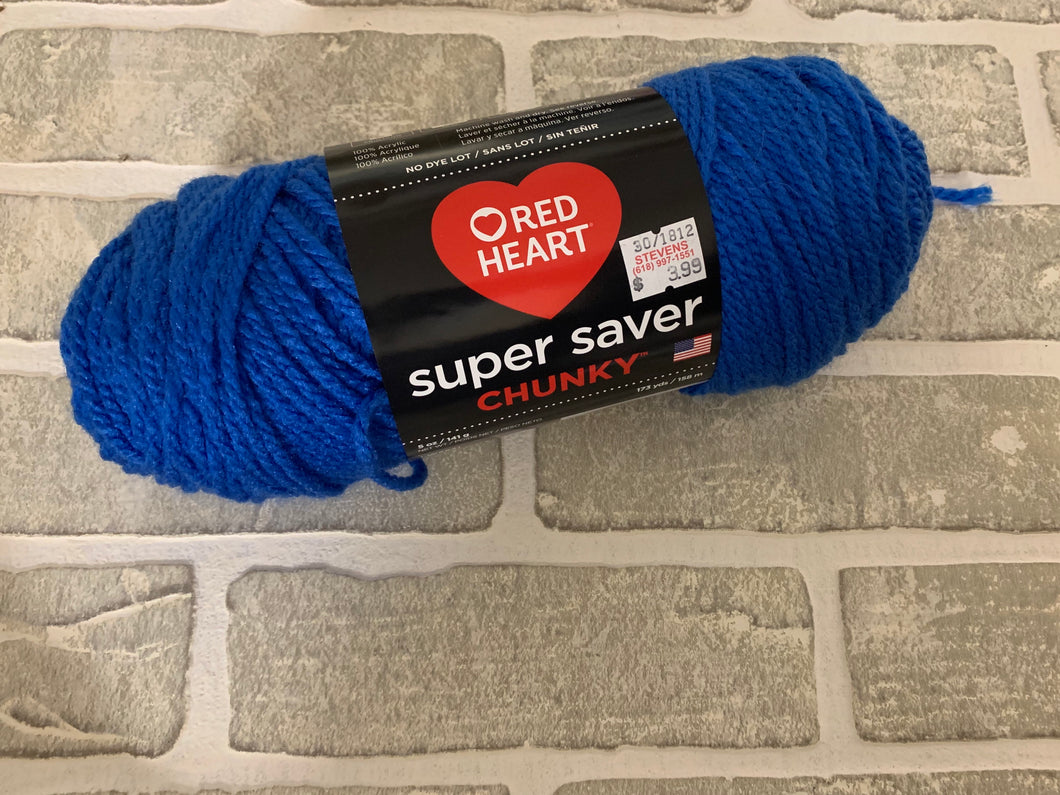 Red heart super saver chunky yarn. Blue